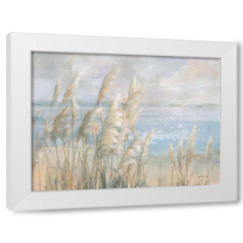 Seaside Pampas Grass White Modern Wood Framed Art Print by Nai, Danhui