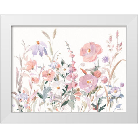 Boho Wildflowers White Modern Wood Framed Art Print by Nai, Danhui