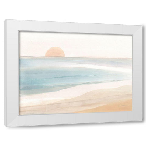 Pastel Sea White Modern Wood Framed Art Print by Nai, Danhui