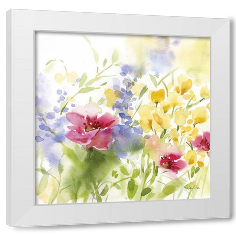 Spring Meadow I White Modern Wood Framed Art Print by Pete, Katrina