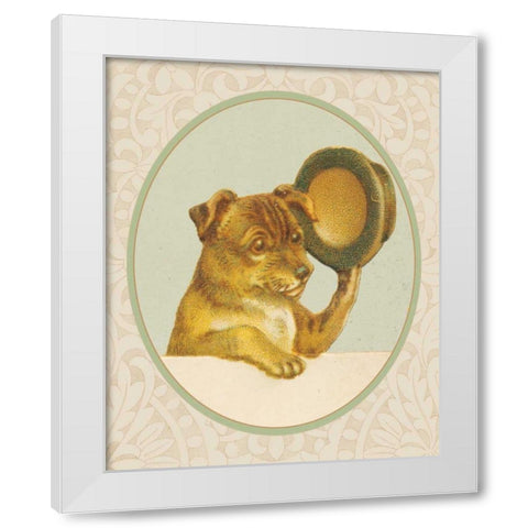 Dog with Hat I White Modern Wood Framed Art Print by Wild Apple Portfolio