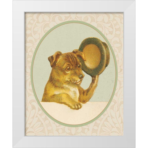 Dog with Hat I White Modern Wood Framed Art Print by Wild Apple Portfolio