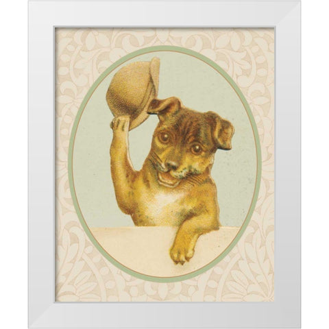 Dog with Hat II White Modern Wood Framed Art Print by Wild Apple Portfolio
