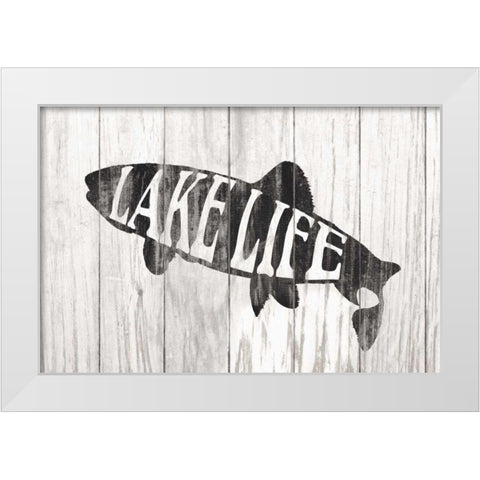 Lake Life Sign White Modern Wood Framed Art Print by Wild Apple Portfolio