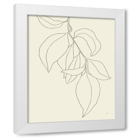 Line Leaves I Oasis White Modern Wood Framed Art Print by Panganiban, Karyn