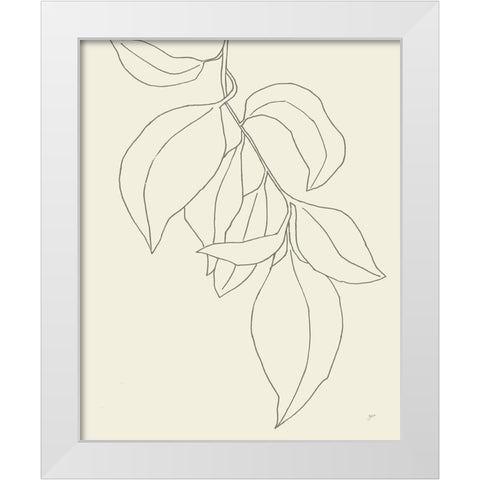 Line Leaves I Oasis White Modern Wood Framed Art Print by Panganiban, Karyn