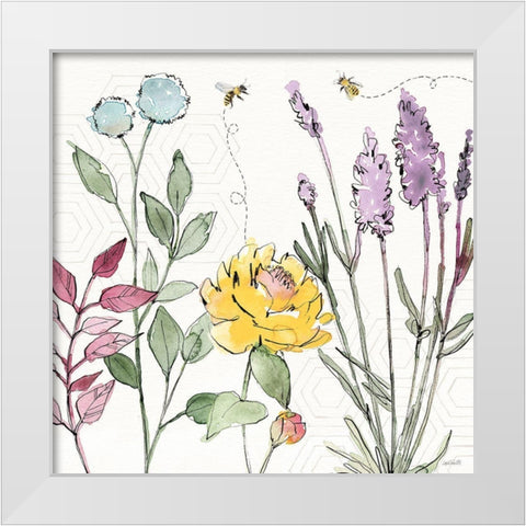 Honeybee Blossoms II White Modern Wood Framed Art Print by Tavoletti, Anne