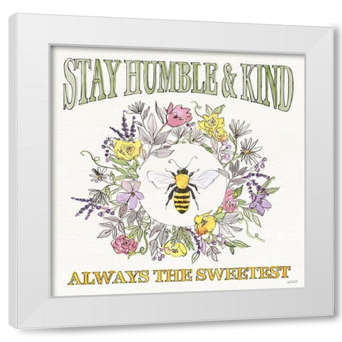 Honeybee Blossoms V White Modern Wood Framed Art Print by Tavoletti, Anne