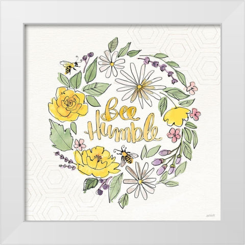 Honeybee Blossoms X White Modern Wood Framed Art Print by Tavoletti, Anne