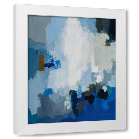 Blue Cascade White Modern Wood Framed Art Print by Munger, Pamela
