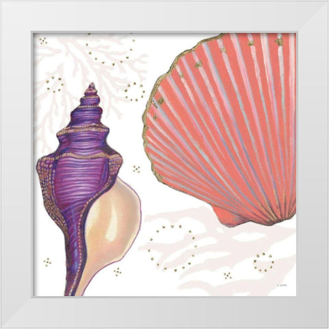 Shimmering Shells I White Modern Wood Framed Art Print by Wiens, James