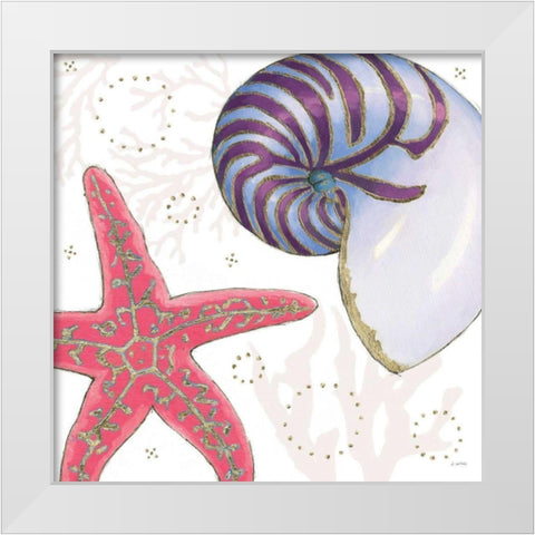 Shimmering Shells II White Modern Wood Framed Art Print by Wiens, James