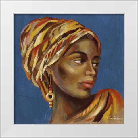African Beauty I Blue White Modern Wood Framed Art Print by Vassileva, Silvia
