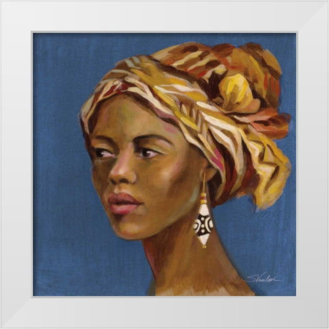 African Beauty II Blue White Modern Wood Framed Art Print by Vassileva, Silvia