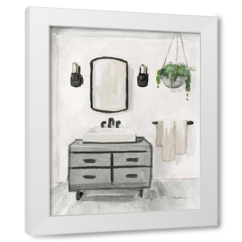 Attic Bathroom I Light Crop White Modern Wood Framed Art Print by Vassileva, Silvia