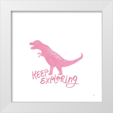 Dino Inspiration VIII Pink White Modern Wood Framed Art Print by Panganiban, Karyn