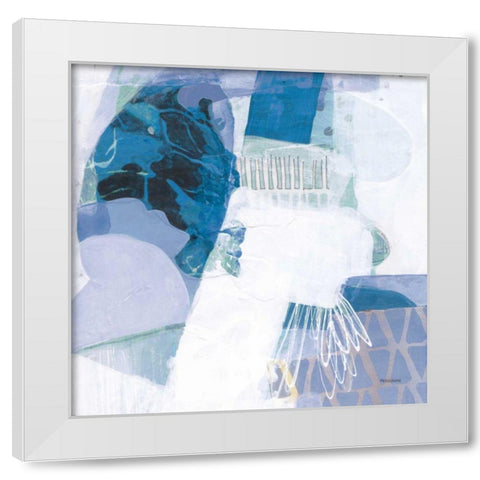 Abstract Layers III Blue White Modern Wood Framed Art Print by Ferguson, Kathy