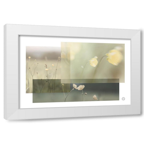 Wildflower Collage White Modern Wood Framed Art Print by Larson, Nathan