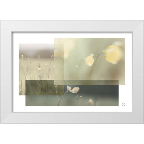 Wildflower Collage White Modern Wood Framed Art Print by Larson, Nathan