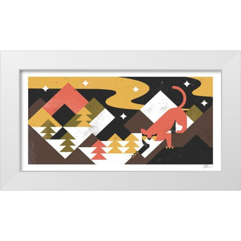 Mountain Lion White Modern Wood Framed Art Print by Paterson, Robert John