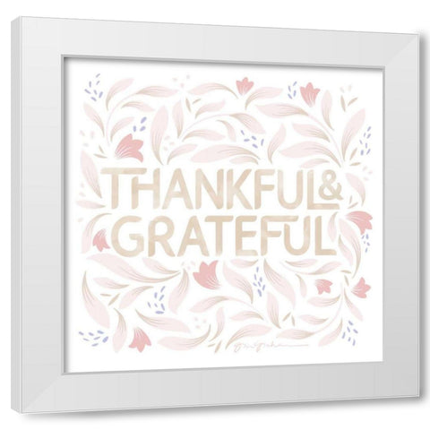 Calm Words I Thankful Blush White Modern Wood Framed Art Print by Graham, Gia