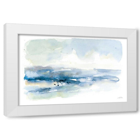 Shoreline Blues I White Modern Wood Framed Art Print by Pete, Katrina
