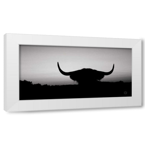 Bull Set BW Crop White Modern Wood Framed Art Print by Larson, Nathan