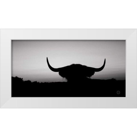 Bull Set BW Crop White Modern Wood Framed Art Print by Larson, Nathan