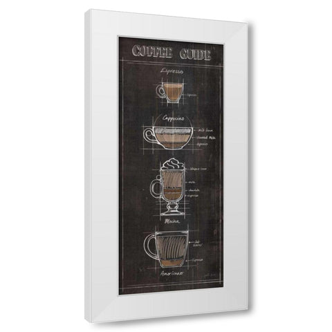 Coffee Guide Panel I White Modern Wood Framed Art Print by Penner, Janelle