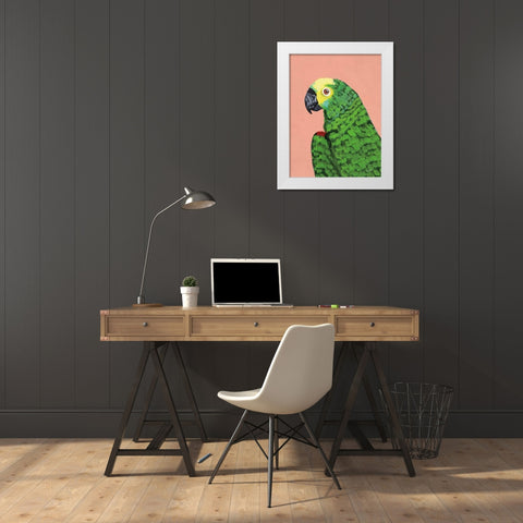Parrot Head White Modern Wood Framed Art Print by Munger, Pamela
