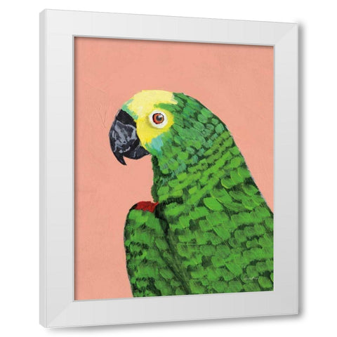 Parrot Head White Modern Wood Framed Art Print by Munger, Pamela