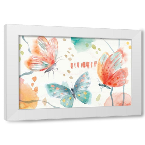 Winged Whisper I White Modern Wood Framed Art Print by June, Dina