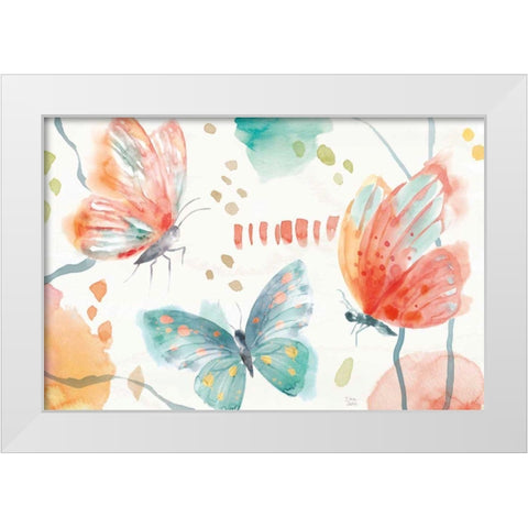 Winged Whisper I White Modern Wood Framed Art Print by June, Dina