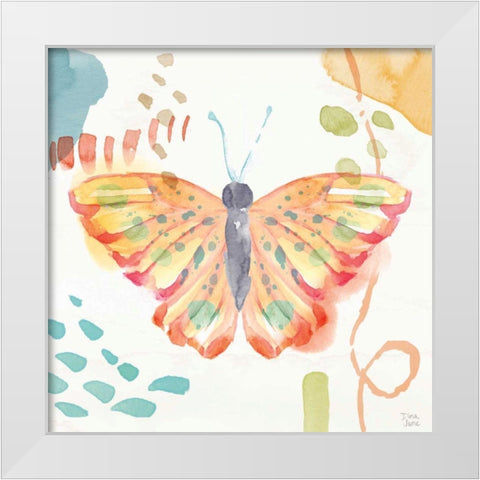 Winged Whisper V White Modern Wood Framed Art Print by June, Dina