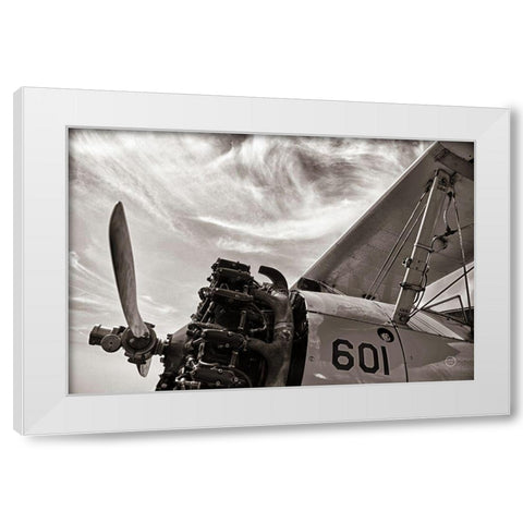 Aero Maquina Big Yellow Sepia White Modern Wood Framed Art Print by Larson, Nathan