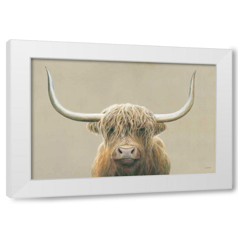 Highland Cow Neutral White Modern Wood Framed Art Print by Wiens, James