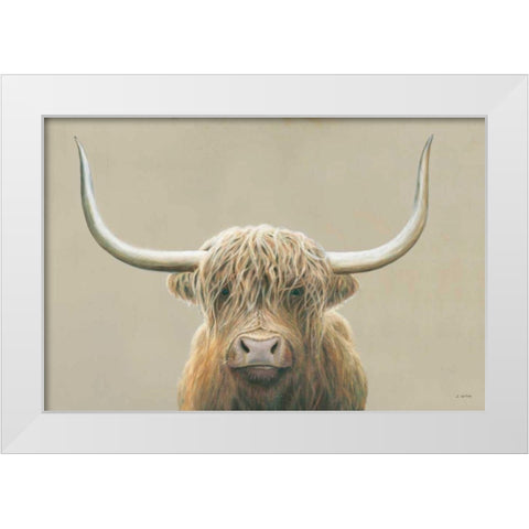 Highland Cow Neutral White Modern Wood Framed Art Print by Wiens, James