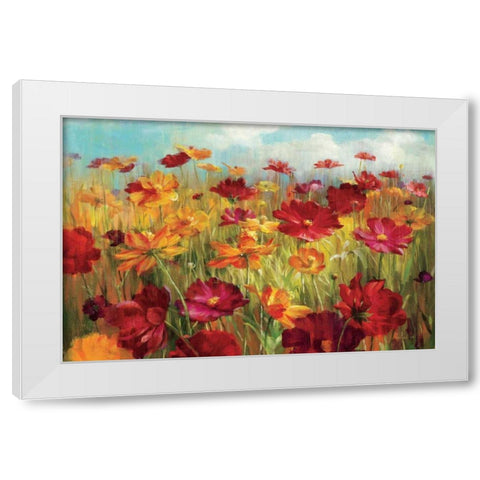 Cosmos in the Field White Modern Wood Framed Art Print by Nai, Danhui