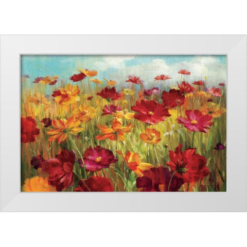 Cosmos in the Field White Modern Wood Framed Art Print by Nai, Danhui