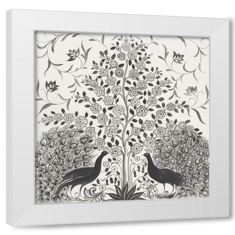 Peacock Garden VIII BW White Modern Wood Framed Art Print by Thomas, Miranda