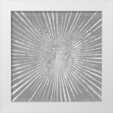 Silver Sunburst I White Modern Wood Framed Art Print by Wild Apple Portfolio
