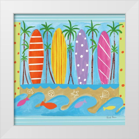 Beach Living V White Modern Wood Framed Art Print by Zaman, Farida