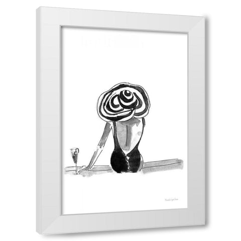 By the Pool White Modern Wood Framed Art Print by Charro, Mercedes Lopez