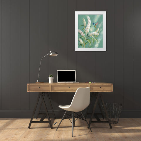 Hummingbird Spring II White Modern Wood Framed Art Print by Nai, Danhui