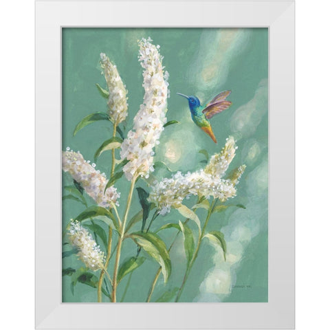 Hummingbird Spring II White Modern Wood Framed Art Print by Nai, Danhui