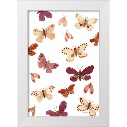 Garden Dance Butterflies White Modern Wood Framed Art Print by Horn, Laura