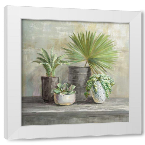 Indoor Garden Gray White Modern Wood Framed Art Print by Nai, Danhui