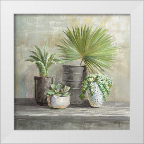 Indoor Garden Gray White Modern Wood Framed Art Print by Nai, Danhui