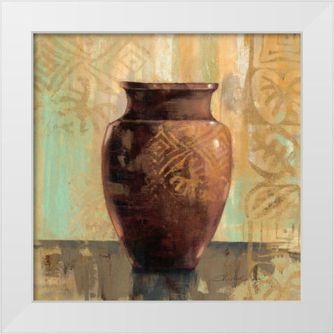Glazed Pot II with Decoration White Modern Wood Framed Art Print by Vassileva, Silvia