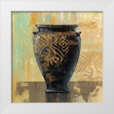 Glazed Pot III with Decoration White Modern Wood Framed Art Print by Vassileva, Silvia